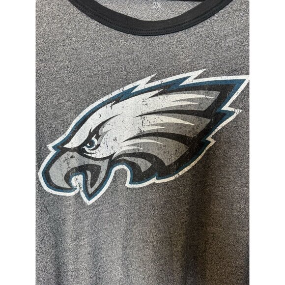 Majestic Philadelphia Eagles Raglan Shirt Grey Black Womens XXL - Picture 9 of 9